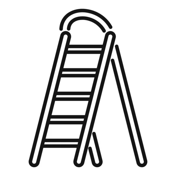Вектор Контура Иконки Алюминиевой Лестницы Деревянная Конструкция Крытый — стоковый вектор