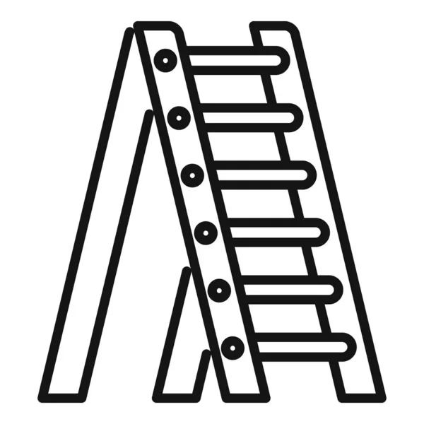 Old Ladder Icon Outline Vector Wood Safety Portable Tool — Stock Vector