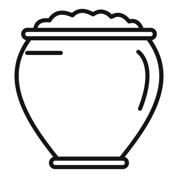 Potato Food Icon Outline Vector Mash Dish Meal Bowl — Stock Vector