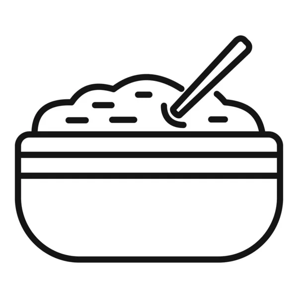 Mash Pomme Terre Cuillère Icône Contour Vecteur Nourriture Bouillie Masher — Image vectorielle