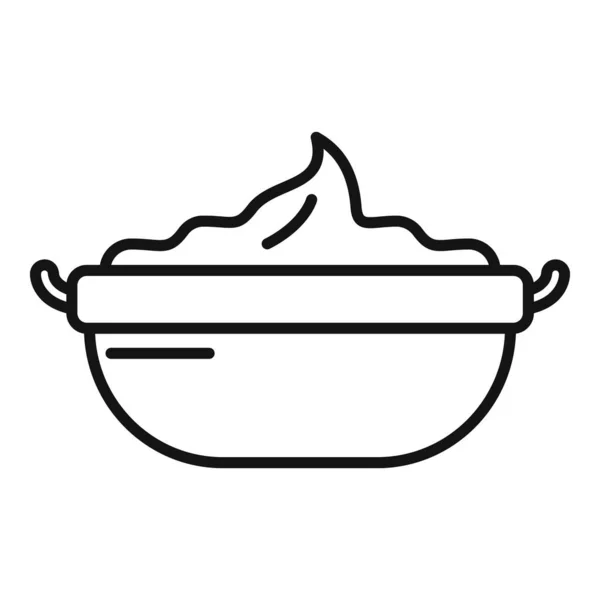 混合食品图标轮廓矢量 土豆泥碗饭 — 图库矢量图片