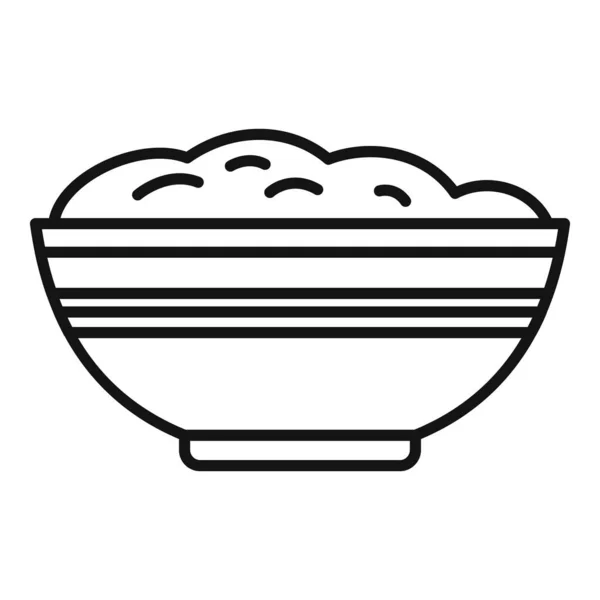ミルクマッシュポテトのアイコンの輪郭ベクトル 煮込み料理 スプーン食事 — ストックベクタ