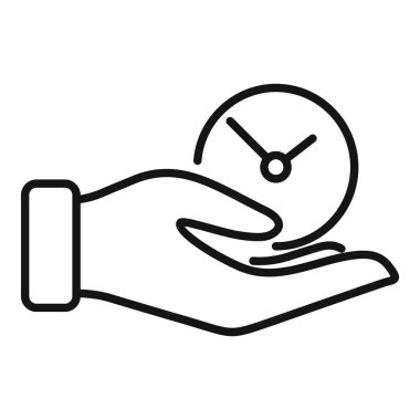 Çalışma saati simgesi ana hat vektörünü koru. Ofis zamanı. Esnek işçi