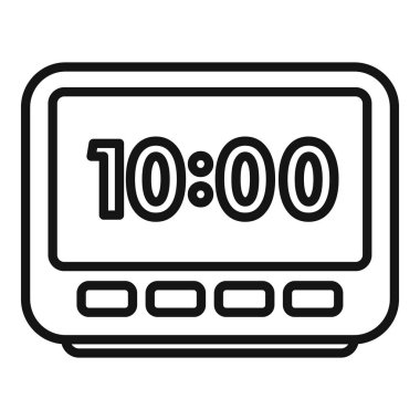 Dijital alarm saat simgesi ana hatlı vektör. Esnek zaman. Meşgul insanlar