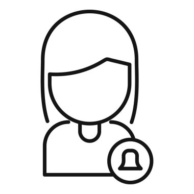 Kadın çalışma saati ikonu ana hatları vektörü. Ofis zamanı. Uzak görev