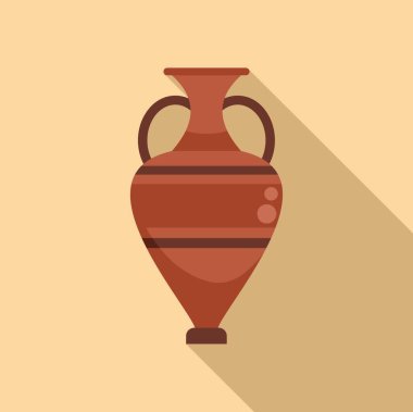 Şarap amforo simgesi düz vektör. Vazo çömleği. Eski zanaat