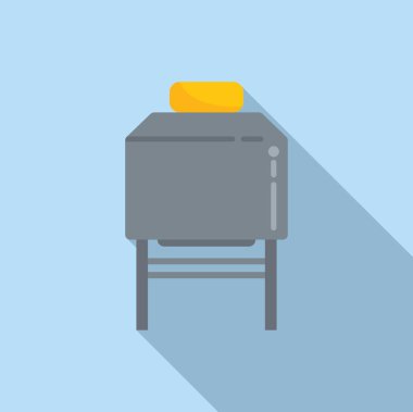 Süt işlem simgesi düz vektör. Peynir üretimi. İnek çiftliği