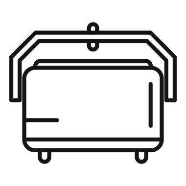 Çiftlik kazanı ikonu ana hatları vektörü. Süt üretimi. Mandıra