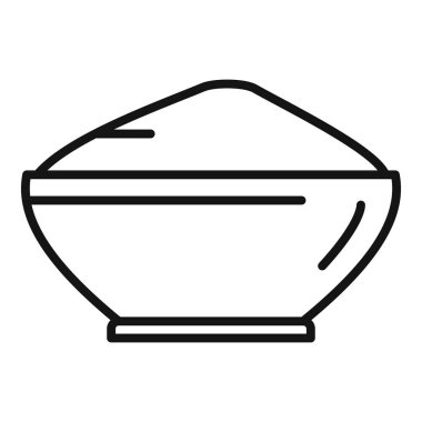 Süt çorbası ikonu ana hatları vektörü. Peynir üretimi. İnek maması.