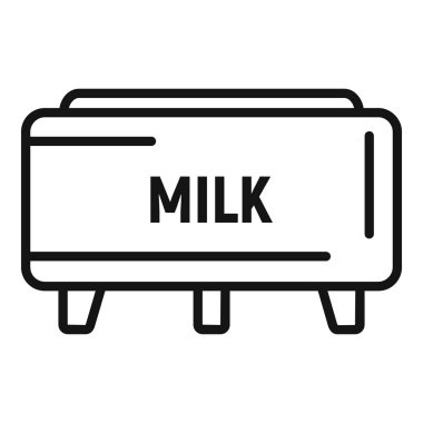 Fabrika süt tankı ikonu ana hatları vektörü. Yemek peyniri. Süt süreci