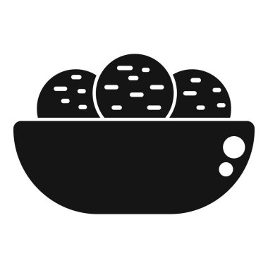 Falafel tabağı simgesi basit vektör. Pişirme topu. Sağlıklı salata
