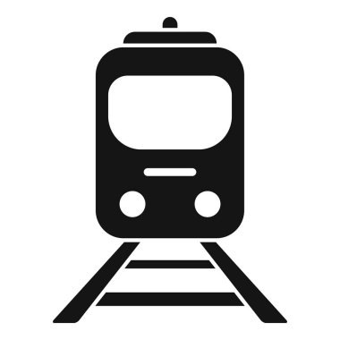 Tren simgesini basit bir vektörle durdur. Demiryolu platformu. İnsanlar metro