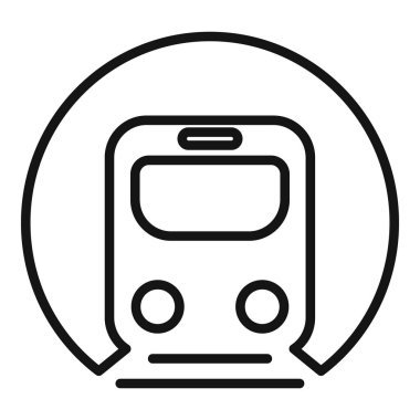 Metro tren ikonu ana hat vektörü. Demiryolu platformu. Seyahat bileti.