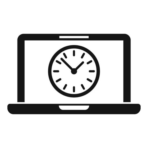 Ноутбук Часы Работы Иконка Простой Вектор Пора Офис Баланс — стоковый вектор