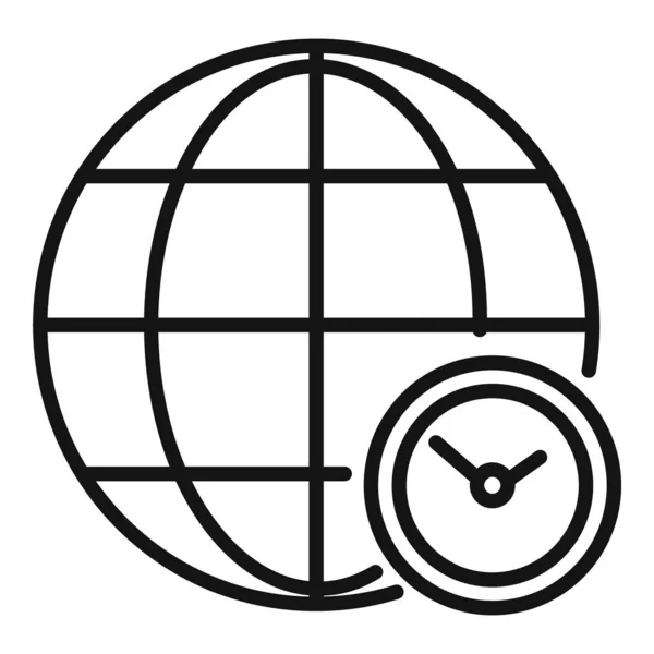 グローバル柔軟なタイムアイコンアウトラインベクトル サラリーマン — ストックベクタ