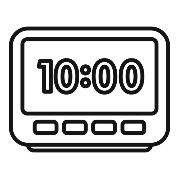 Reloj Despertador Digital Icono Contorno Vector Tiempo Flexible Gente Ocupada — Archivo Imágenes Vectoriales
