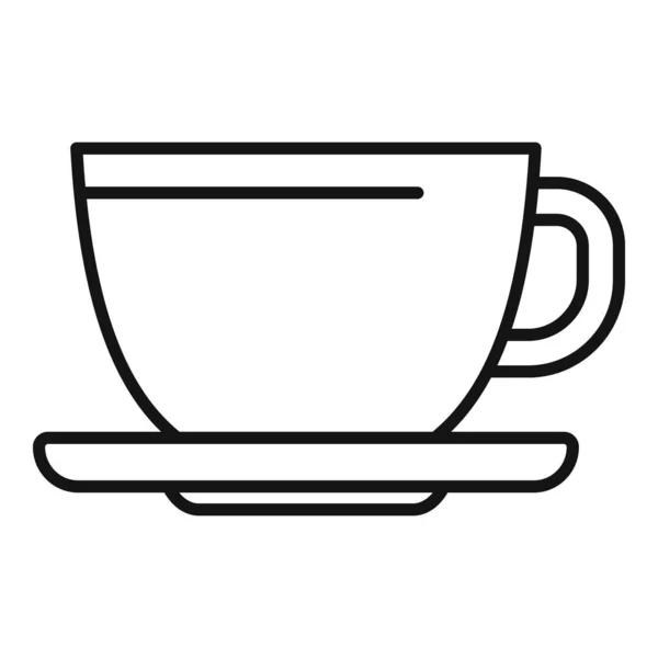 早上的咖啡杯图标勾勒出病媒轮廓 工作时间 工作时间 — 图库矢量图片