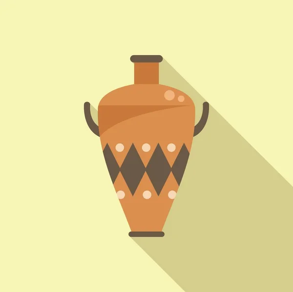 Antica Icona Dell Anfora Vettore Piatto Vaso Vaso Vecchia Nave — Vettoriale Stock