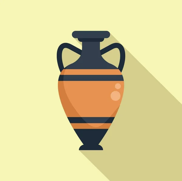 Amphora Vessel Icon Flat Vector Ancient Vase Wine Old — Stock Vector