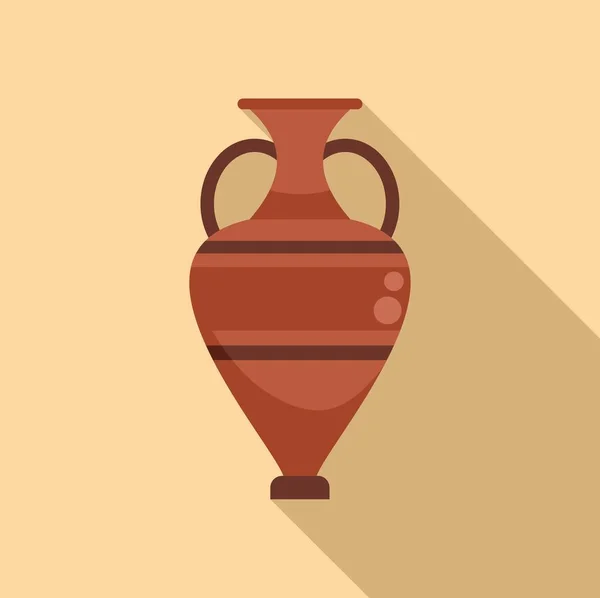 Wine Amphora Icon Flat Vector Vase Pot Old Craft — Stock Vector