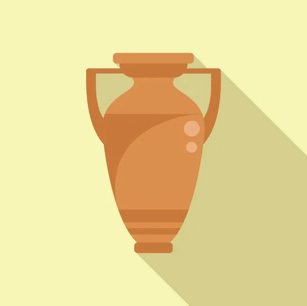 Pottery Amphora Icon Flat Vector Ancient Vase Ceramic Pot — Stock Vector