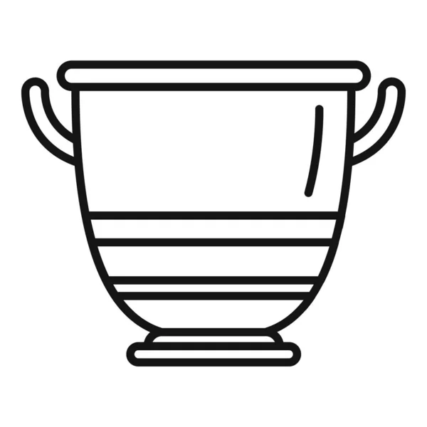 Ikon Amphora Antik Garis Besar Vektor Pot Vas Wine Tembikar - Stok Vektor