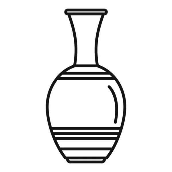 Icône Amphore Traditionnelle Contour Vecteur Pot Vase Poterie Céramique — Image vectorielle