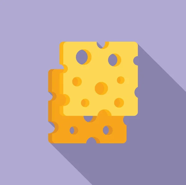 Cheese Slice Icon Flat Vector Milk Production Farm Eating — Stock Vector