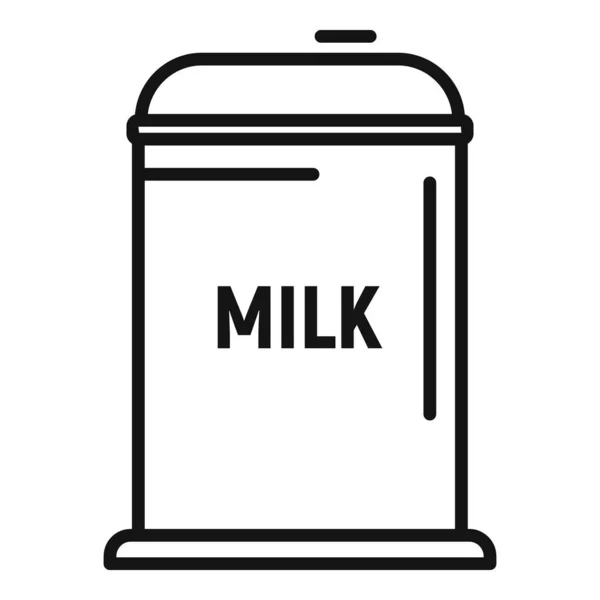 Mjölk Potten Ikon Kontur Vektor Ostproduktion Mejeriprocess — Stock vektor