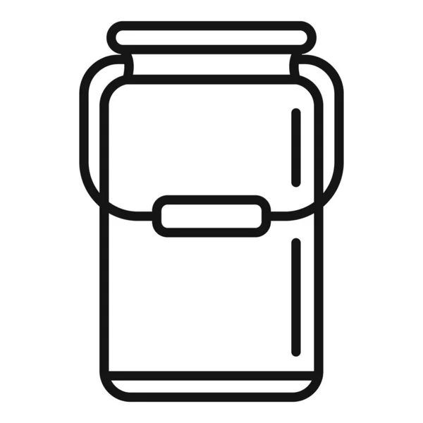 Lait Pot Icône Contour Vecteur Production Alimentaire Processus Beurre — Image vectorielle
