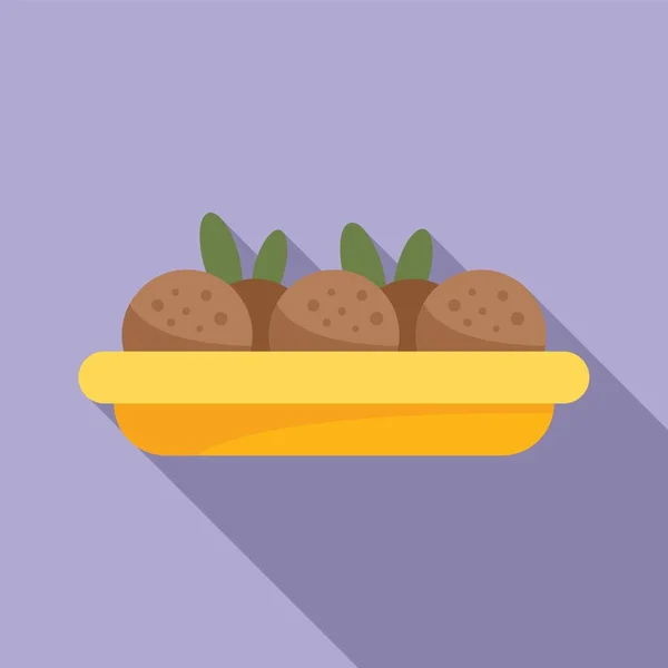 Kochen Falafel Symbol Flache Vektor Frische Ernährung Vegane Pita — Stockvektor