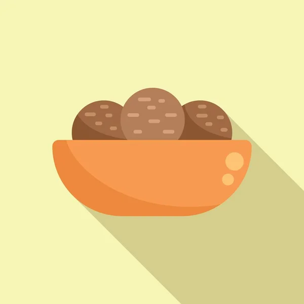 Falafel Plaque Icône Plat Vecteur Boule Cuisine Salade Saine — Image vectorielle