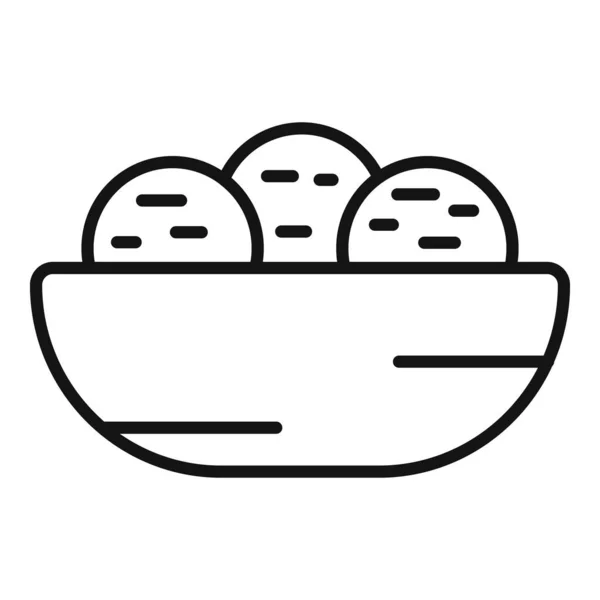 Falafel Plaque Icône Contour Vecteur Boule Cuisine Salade Saine — Image vectorielle