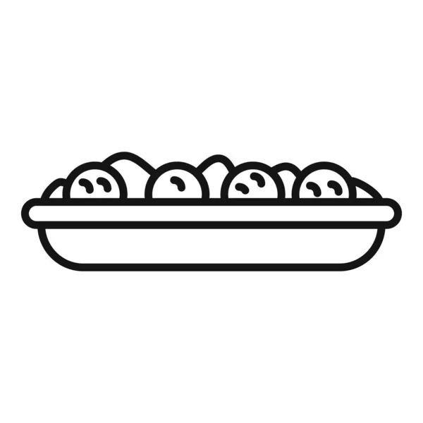 Falafel Icône Alimentaire Contour Vecteur Cuisson Pita Emballage Frais — Image vectorielle