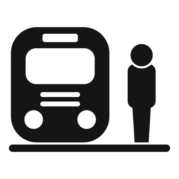 Pociąg Metra Ikona Prosty Wektor Platforma Miejska Miasto Czeka — Wektor stockowy