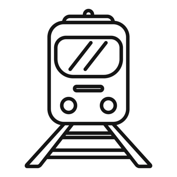 Остановите Вектор Контура Значка Поезда Железнодорожная Платформа Люди Метро — стоковый вектор