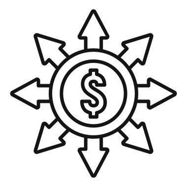 Genel para simgesi ana hatlı vektör gönder. Nakit aktar. Cep telefonu çevrimiçi