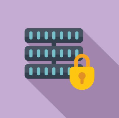 Sunucu veri simgesi düz vektörü. Gizlilik koruması. Kişisel kasa.