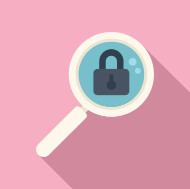 Mahremiyet büyütücü ikon düz vektör. Veri koruması. Kişisel kasa.