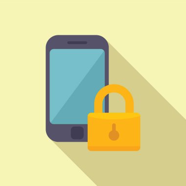 Kilitli akıllı telefon ikonu düz vektörü. Veri gizliliği. Güvenlik politikası