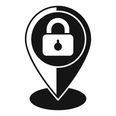 Konum gizlilik simgesi basit vektör. Veri koruması. Kişisel kasa.