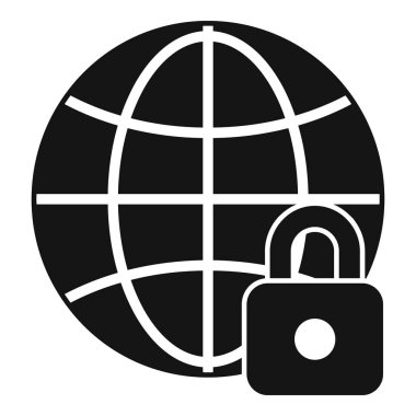 Küresel gizlilik simgesi basit vektör. Siber kişisel. Bilgi kalkanı