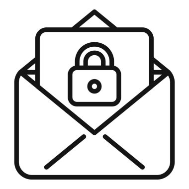 Posta güvenliği simgesi ana hatları vektörü. Veri koruması. Güvenli kişisel