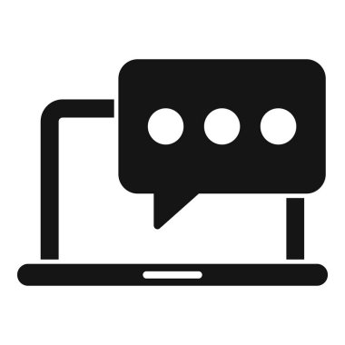 Laptop sohbet simgesi basit vektör. Müşteri çağır. E- posta bilgileri