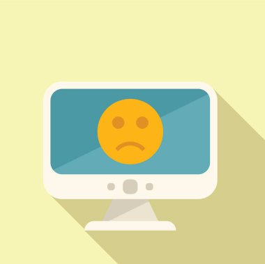 Monitör simge düz vektörden hoşlanmıyor. Sosyal medya. Negatif kişi