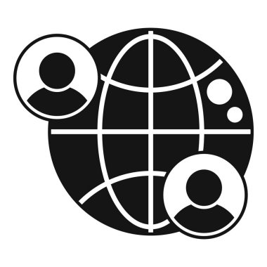 Küresel insanlar basit ikon pazar vektörü. Parça hedefi. İş paylaşımı