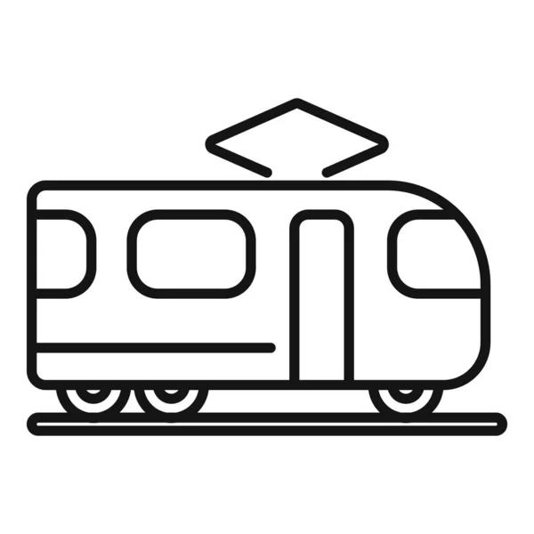 Elektrische Trein Pictogram Omtrek Vector Spoorwegbus Reisticket — Stockvector