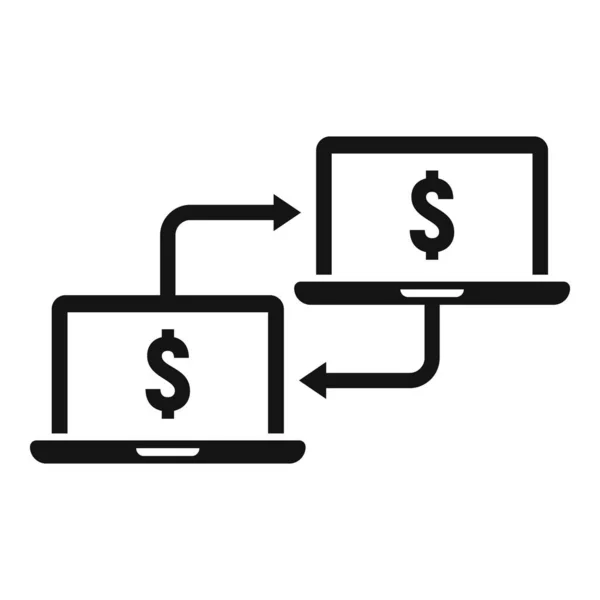 Laptop Ícone Transferência Dinheiro Vetor Simples Manda Dinheiro Banco Online —  Vetores de Stock