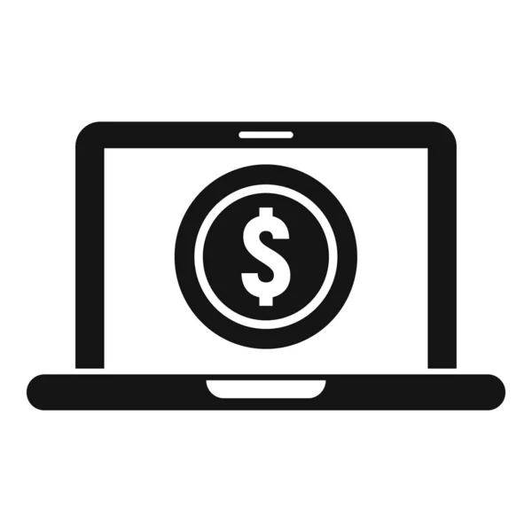 Laptop Ícone Dinheiro Online Vetor Simples Pagamento Dinheiro Pagamento Digital — Vetor de Stock