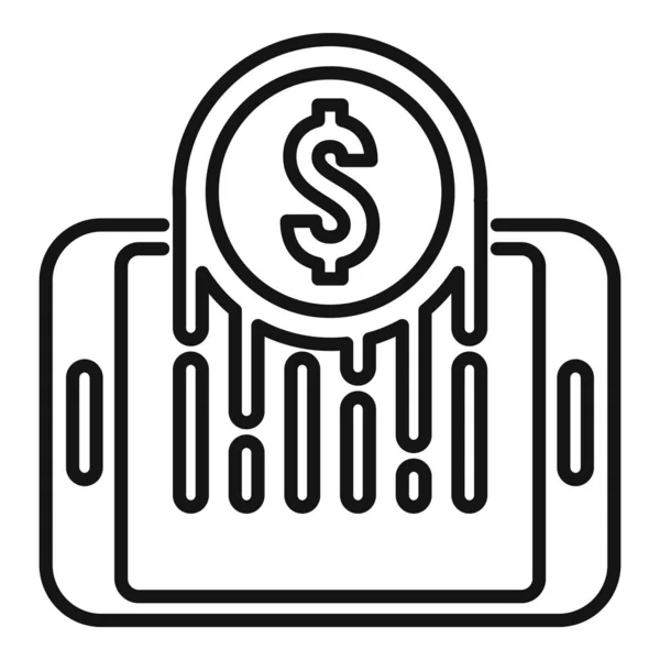 Send Cash Icon Outline Vector Money Transfer Mobile Bank — Stock Vector
